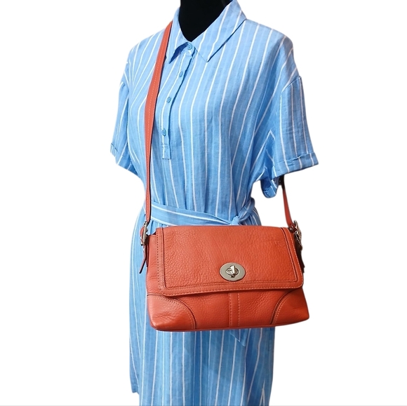 Coach Orange/Coral Crossbody Bag with Flap Closure - Picture 1 of 15